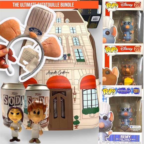 NWT RATATOUILLE SET Loungefly Backpack Disney Funko Diamond Remy 1201 271 270 main image 7